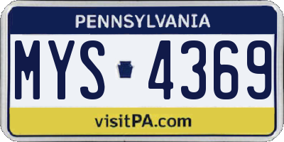 PA license plate MYS4369