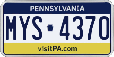 PA license plate MYS4370