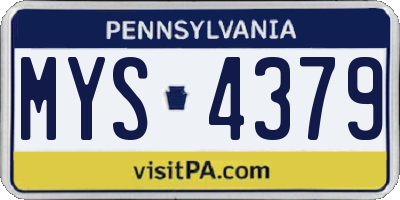 PA license plate MYS4379