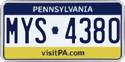 PA license plate MYS4380