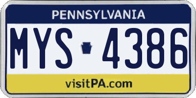 PA license plate MYS4386