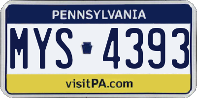 PA license plate MYS4393