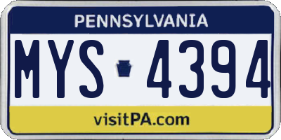 PA license plate MYS4394