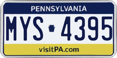 PA license plate MYS4395