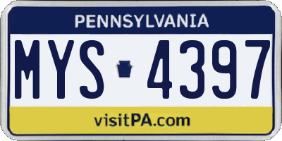 PA license plate MYS4397