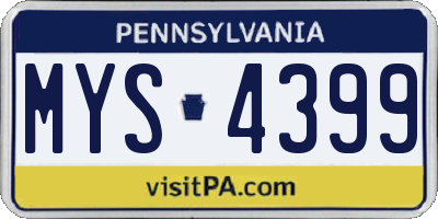 PA license plate MYS4399