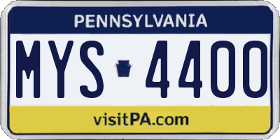 PA license plate MYS4400