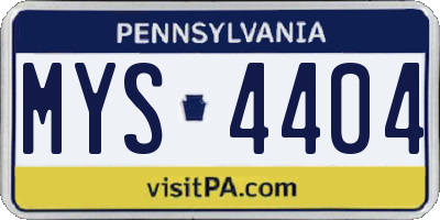 PA license plate MYS4404