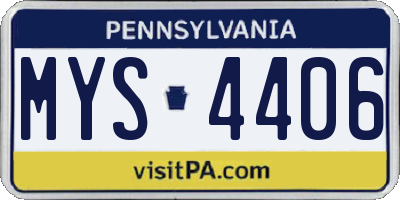 PA license plate MYS4406