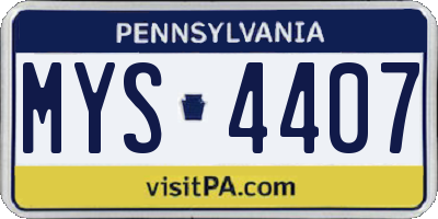 PA license plate MYS4407