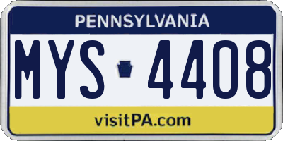 PA license plate MYS4408