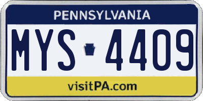 PA license plate MYS4409