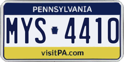 PA license plate MYS4410