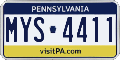 PA license plate MYS4411