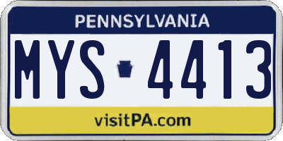 PA license plate MYS4413