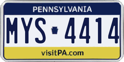 PA license plate MYS4414