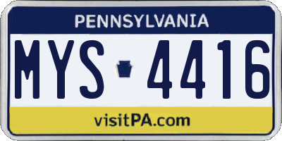 PA license plate MYS4416