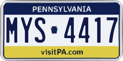 PA license plate MYS4417