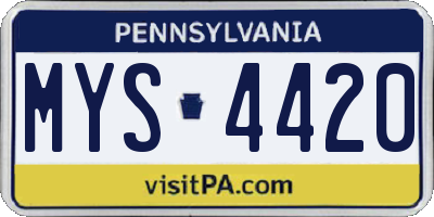 PA license plate MYS4420
