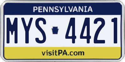 PA license plate MYS4421