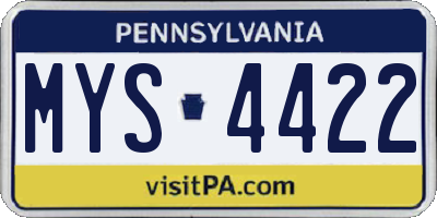 PA license plate MYS4422
