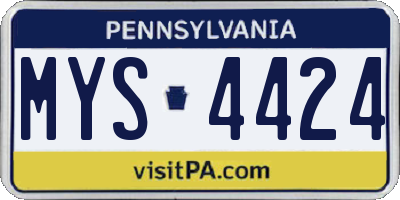 PA license plate MYS4424
