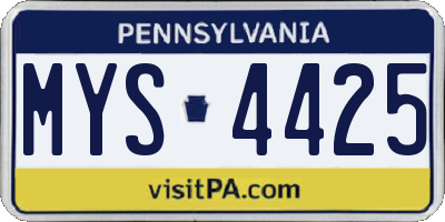 PA license plate MYS4425
