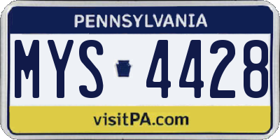 PA license plate MYS4428