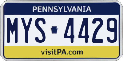 PA license plate MYS4429