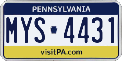 PA license plate MYS4431