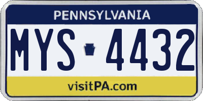 PA license plate MYS4432