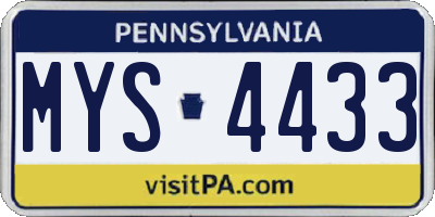 PA license plate MYS4433