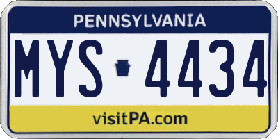PA license plate MYS4434