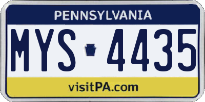 PA license plate MYS4435