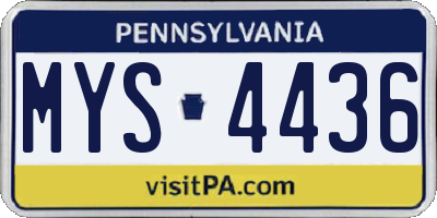 PA license plate MYS4436