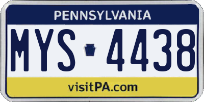 PA license plate MYS4438