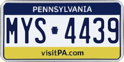 PA license plate MYS4439