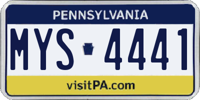 PA license plate MYS4441