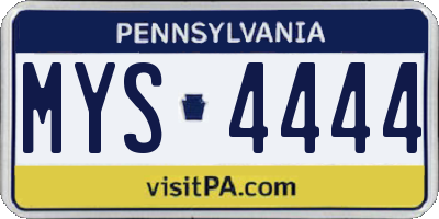 PA license plate MYS4444
