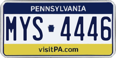 PA license plate MYS4446