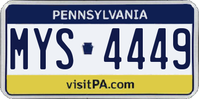 PA license plate MYS4449