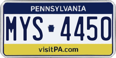 PA license plate MYS4450