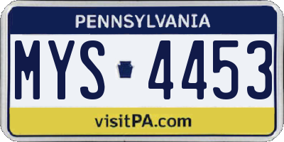 PA license plate MYS4453