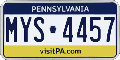 PA license plate MYS4457