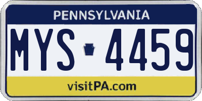 PA license plate MYS4459