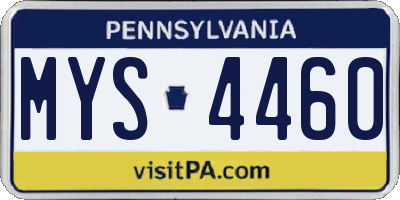 PA license plate MYS4460