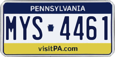 PA license plate MYS4461