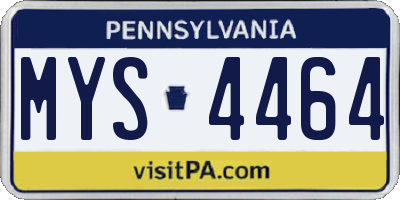 PA license plate MYS4464