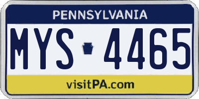 PA license plate MYS4465