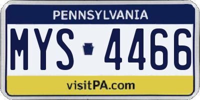 PA license plate MYS4466